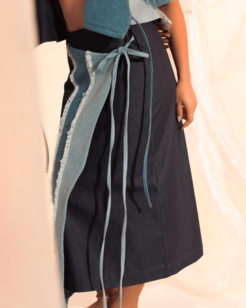 Alon Wrapover Midi Pencil Skirt Denim Fashion R2R On Repeat