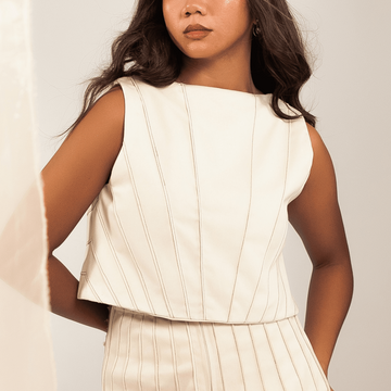 Sinag 4-Way Vest Off-white & Tan Fashion R2R On Repeat