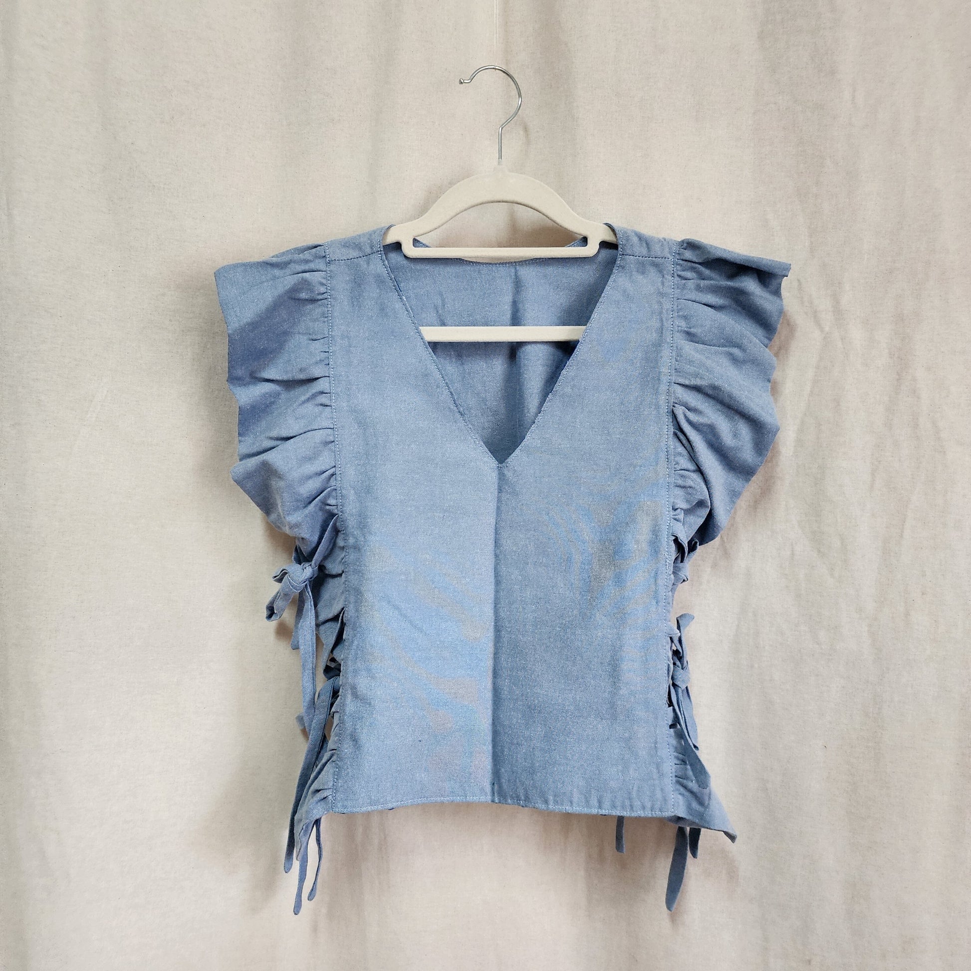 [RE - LOVE] Daffodil Ruffled Bib Chambray Fashion Rags2Riches