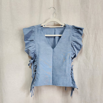 [RE - LOVE] Daffodil Ruffled Bib Chambray
