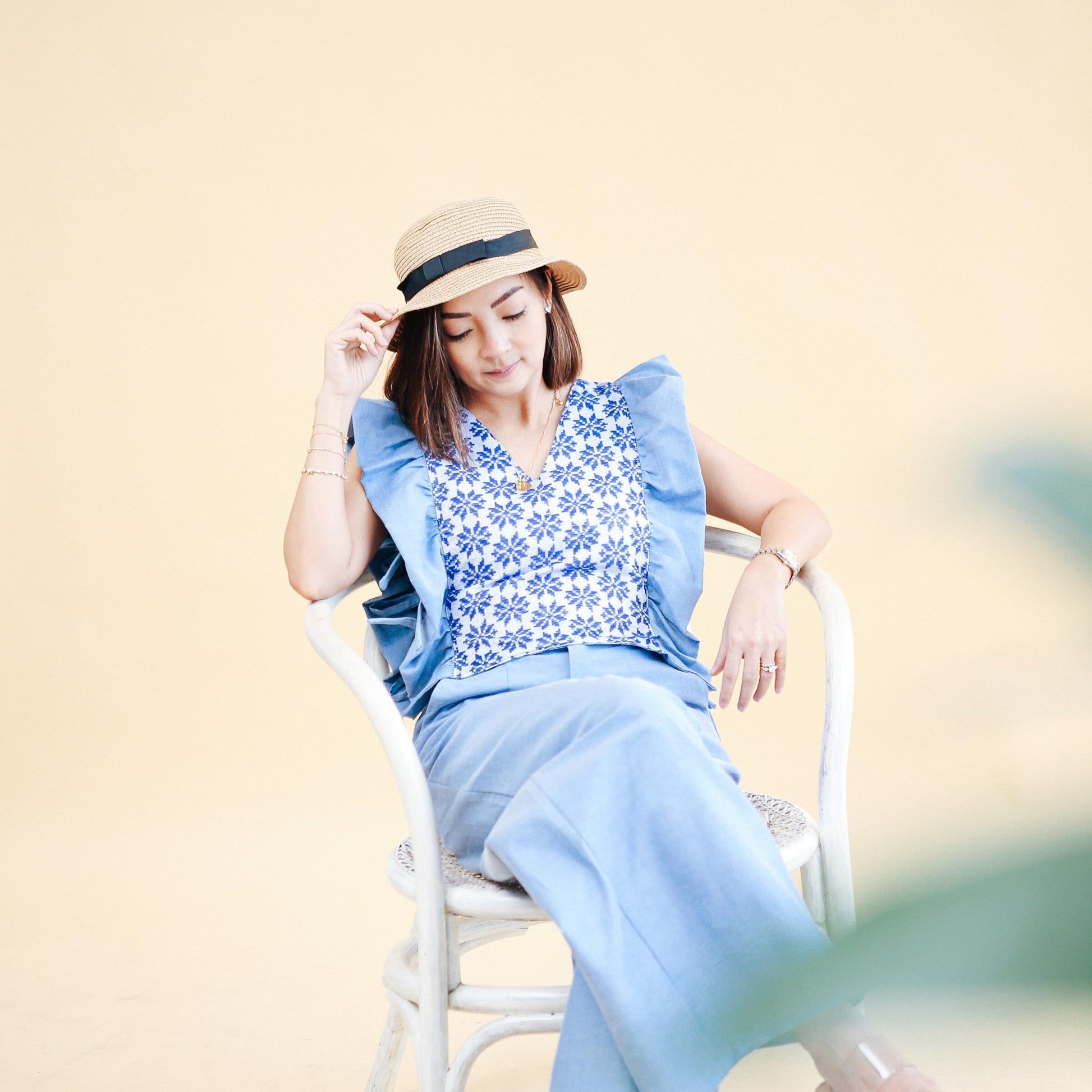 [RE - LOVE] Daffodil Ruffled Bib Chambray Fashion Rags2Riches