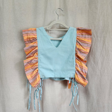 [RE-LOVE] Daffodil Ruffled Bib Light Blue