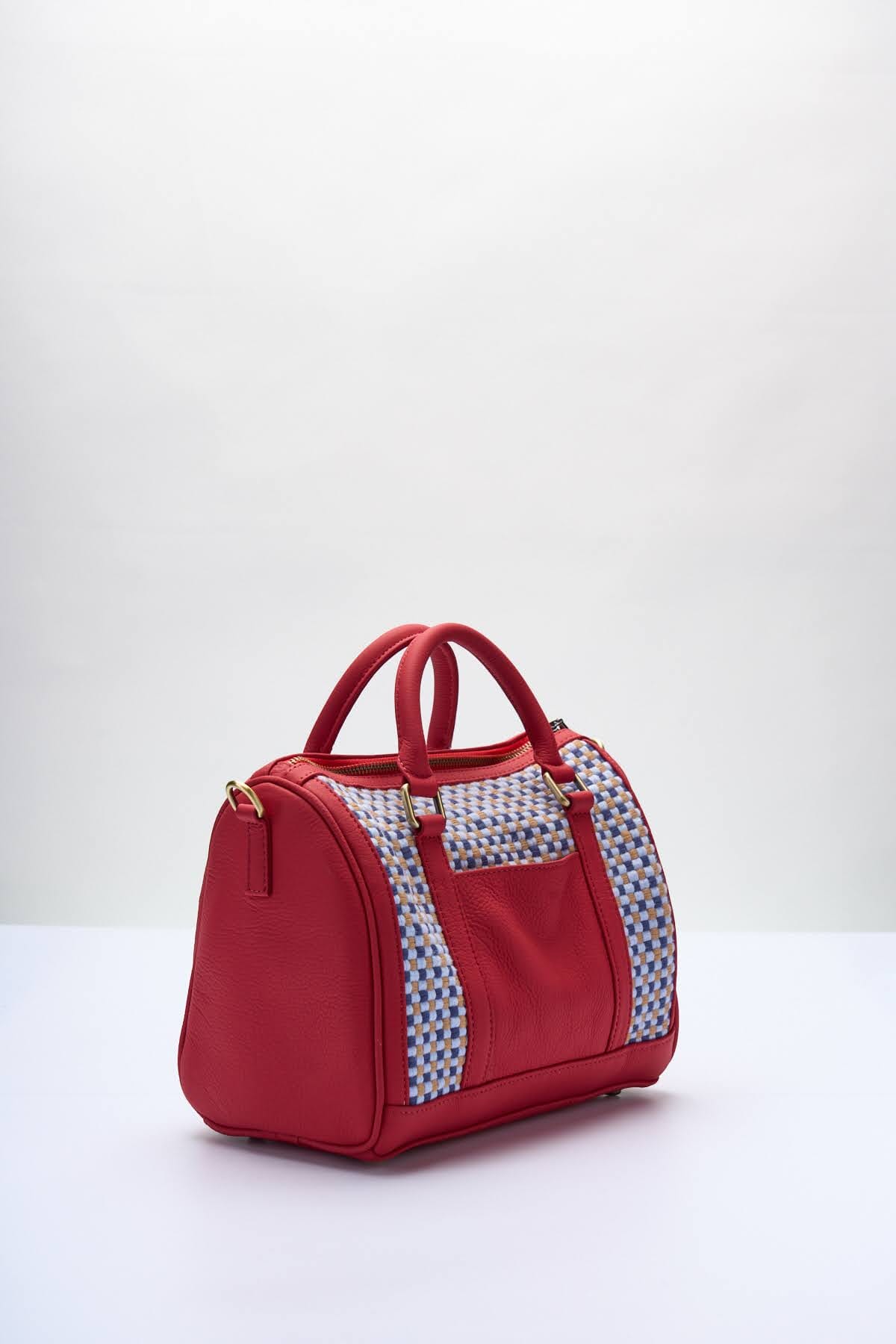 [Ready Today] Boston Bag RED BEAN Brown & a combo (red, light blue) Fashion Rags2Riches