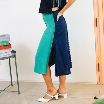 [Ready Today] 4-Way A-Line Skirt Navy & Teal
