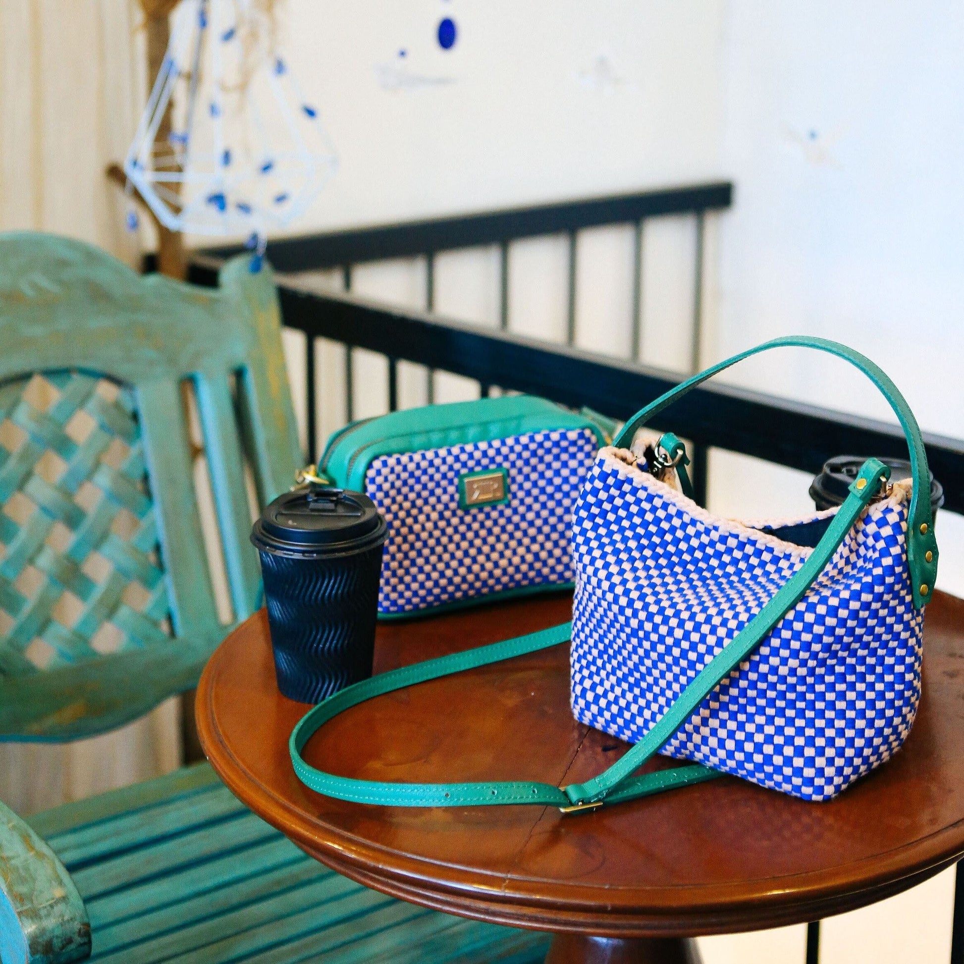 Buslo Micro Checkerboard Cobalt & Blush Fashion Rags2Riches