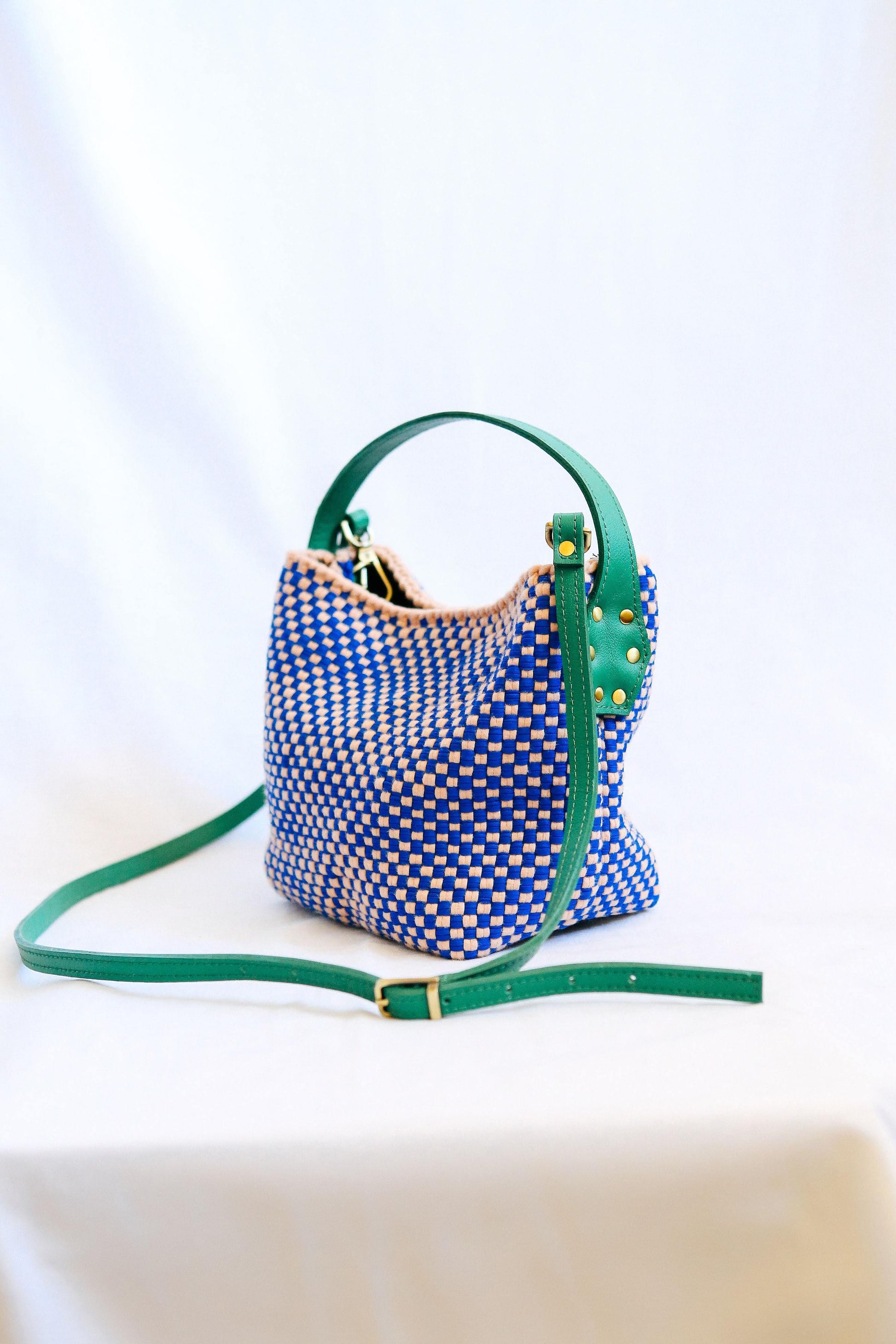 Buslo Micro Checkerboard Cobalt & Blush Fashion Rags2Riches