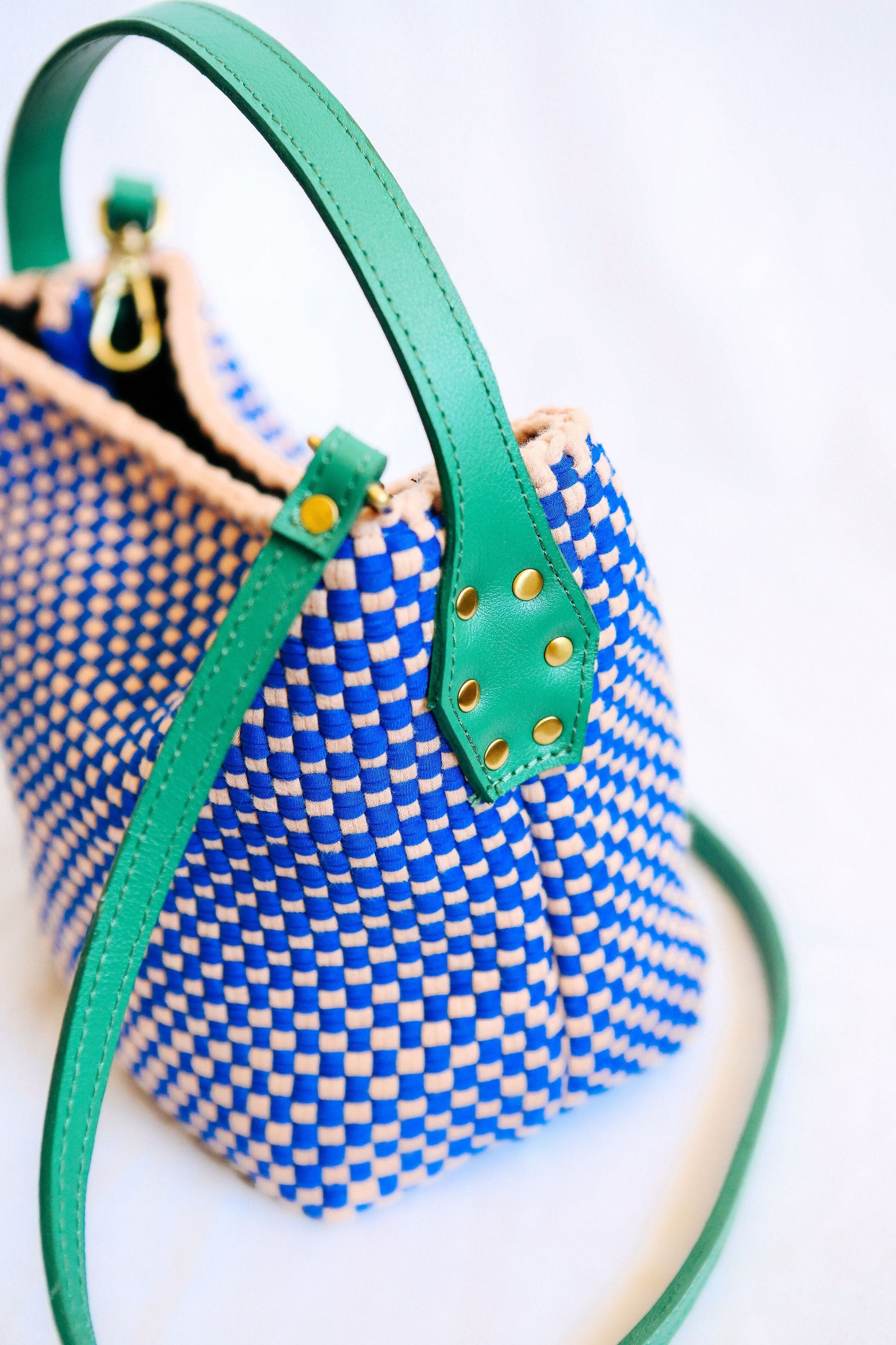 Buslo Micro Checkerboard Cobalt & Blush Fashion Rags2Riches